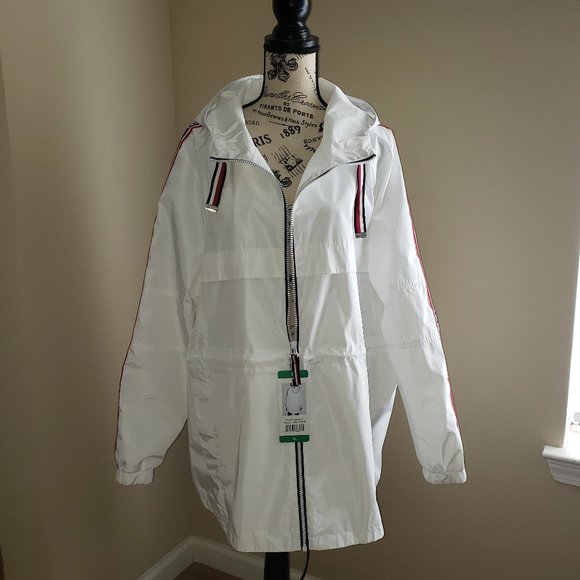 Tommy Hilfiger Jackets & Blazers - Tommy Hilfiger Long White Windbreaker Hooded Rain Jacket Size XL